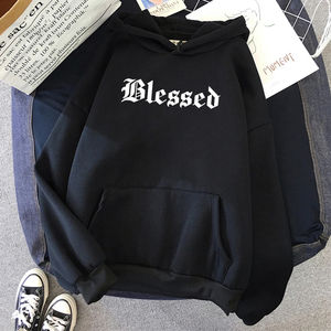 เสื้อฮู้ดพิมพ์ลาย Blessed สำหรับผู้ชายและผู้หญิง สไตล์สตรีทฮิปฮอป เสื้อฮู้ดฤดูใบไม้ร่วง ผ้าฟลีซหลวมๆ สวมใส่สบาย เสื้อสเวตเชิ้ตแบบสวมหัว - Product Image 2