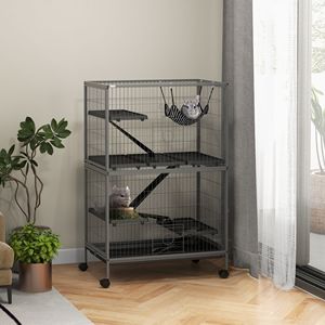 Gabbia Mobile Moderna Argento per Animali di Taglia Media e Grande (4 Porte per Allevamento, Pappagalli, Rettili, Uccelli) - Product Image 2