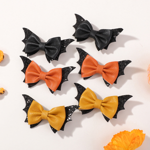 Fermagli per capelli con ali di pipistrello per Halloween, neri, arancioni, gialli, accessori per cosplay e feste - Product Image 1
