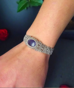 Handmade Purple Macrame Amethyst Bracelet Adjustable Boho <b>String</b> Bracelet Bell Charm Jewelry for Women - Product Image 2