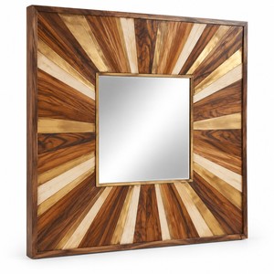 Panneau de miroir en marqueterie Acacia Sunburst, artisanal, vente en gros, Inde - Product Image 1
