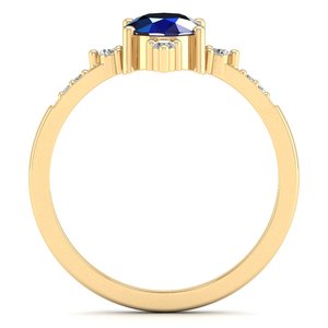 Bagues solitaires REYES, dernier design, saphir bleu ovale 1,25 ct, pour femmes, en or massif 14 carats, avec moissanite. - Product Image 4