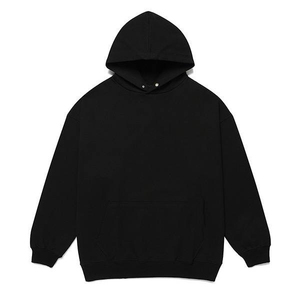 Sudadera con Capucha Negra Lisa para Hombre, Modelo 2026, Cuello Redondo, Manga Larga, con Bolsillo Canguro, OEM ODM - Product Image 1