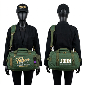 Bolsa de BJJ Premium de Poliéster 600D, 350 GSM, Diseño de Paneles Verde Oliva, Logotipo Personalizado con Bordado e Impresión, Equipo de Entrenamiento Resistente - Product Image 1