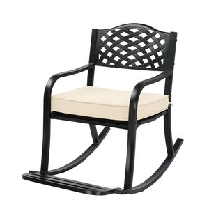 "<b>Stackable</b> Weatherproof Metal Rocking <b>Chair</b> with Cushion for Patio and <b>Outdoor</b> Use" - Product Image 1