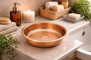 Cuenco de cobre turco para baño, cuenco decorativo artesanal para pies - Product Image 2