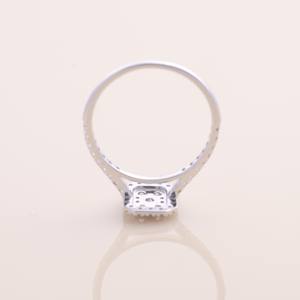 IGI Certified Round Cut Halo Diamond Engagement Ring in <b>Solid</b> 925 Sterling <b>Silver</b> - Product Image 5