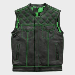 เสื้อกั๊กหนังลายตารางสีเขียวสไตล์คลับ - Product Image 3