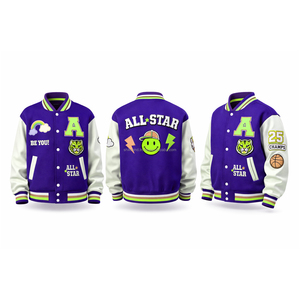 Veste universitaire personnalisée en gros pour hommes, veste de baseball de collège, veste bomber d'équipe - Product Image 5