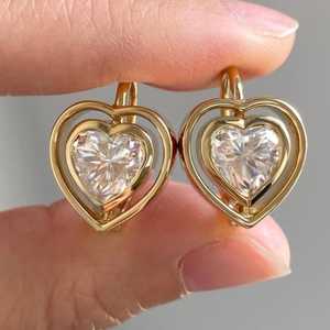 Love Heart Cut Diamond Modern <b>Stud</b> <b>Earrings</b> for 14K Yellow Gold 1.01CT Lab Grown For Women's Engagement Proposal Gift For Lover - Product Image 4