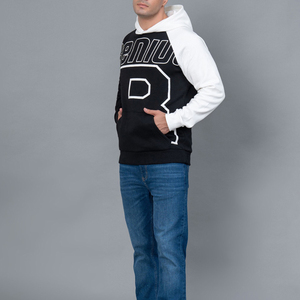 Sweat-shirt à capuche personnalisé pour homme, noir et blanc, avec imprimé graphique surdimensionné, style streetwear - Product Image 2