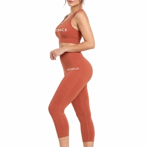 Women's Workout Set <b>Crop</b> Top And <b>Leggings</b> Two Piece Activewear Full Length <b>Leggings</b> Slim Fit Comfort Fit Yoga Set For Women - Product Image 4