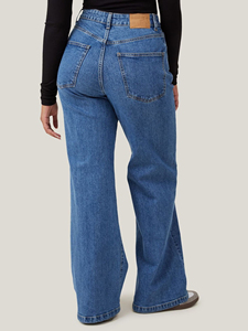 Jean large extensible respirant bleu 2026, coupe ajustée, grande taille, design personnalisé, OEM, pour femme, prix de gros - Product Image 5