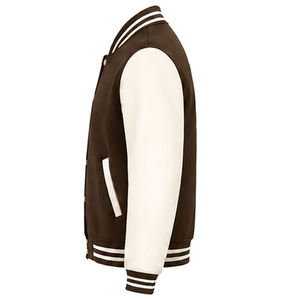 Veste universitaire pour homme, couleur marron crème, blocs de couleur, col rabattu, coupe classique, en polyester et coton, pour l'automne - Product Image 6