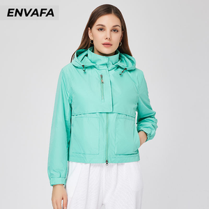 Trench-coats personnalisés avec logo, veste courte à capuche pour femmes, veste légère tendance, trench-coat décontracté pour femmes - Product Image 5