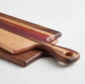 Natural <b>Wood</b> Chopping Board Set with Handle Rectangular Striped Cutting Boards 2 <b>Piece</b> - Product Image 4
