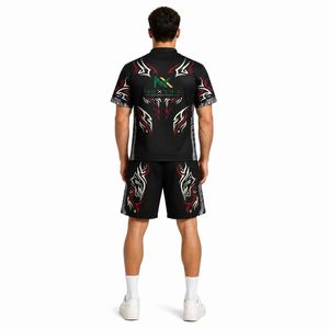 ชุดเสื้อยืดและกางเกงขาสั้นพิมพ์ลายชนเผ่าสำหรับผู้ชาย แห้งเร็ว 2 ชิ้น ชุดกีฬาฤดูร้อน ระบายอากาศได้ดี ผลิตจากโพลีเอสเตอร์ พิมพ์ลายแบบ Sublimation - Product Image 2