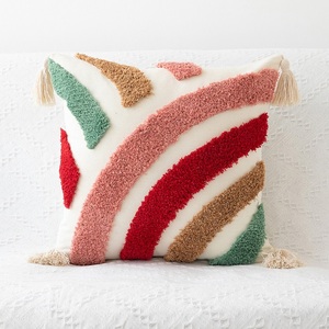 Housse de coussin vintage en coton et lin brodée avec franges, faite à la main, style bohème, pour canapé, lit, décoration intérieure - Product Image 3