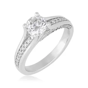 Anillo de Compromiso con Diamante Cultivado en Laboratorio EtherStar Jewels LRG-1023, Oro Blanco de 18K con Baño de Rodio, Lujoso, 1.30ctw E VS, Certificado IGI - Product Image 2