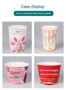 Vasos de Papel para Palomitas Amarillos con Diseño de Palomitas, de Pared Simple, Desechables, para Comida Rápida - Product Image 3