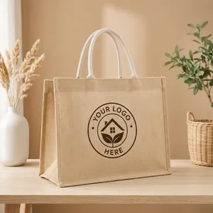 Bolsa de Compras de Yute Resistente en Oferta, con Interior Laminado, Reutilizable para Compras, Venta al por Menor y Uso Diario, Disponible para la Venta - Product Image 5