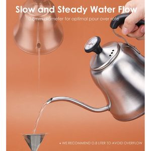 Bollitore a collo d'oca da fornello con termometro per caffè e tè, scaldacqua per uso domestico - Product Image 3