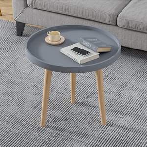 Mesa de Centro Redonda Pequeña, Mesa Auxiliar Moderna con 3 Patas Estables, Mesa Auxiliar Multifuncional para Sofá, Balcón u Oficina (Gris) - Product Image 2