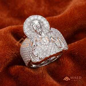 925 <b>Silver</b> Iced Out Jesus Face Moissanite <b>Ring</b> <b>for</b> <b>Men</b> Hip Hop Statement <b>Ring</b> Luxury Religious Jewelry Gift USA - Product Image 4