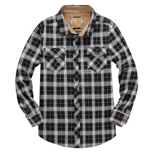 Camisas de Franela para Hombre, Camisa de Trabajo Informal de Manga Larga a Cuadros de Algodón para Exteriores, Suave y Cómoda con Botones, a la Moda - Product Image 1