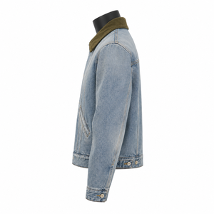 Chaqueta Vaquera Unisex Personalizada, Diseño Sólido, Otoño, 100% Algodón, Cierre Frontal con Cremallera, Logotipo, Estilo Vintage Desgastado, Ropa Casual Urbana - Product Image 4