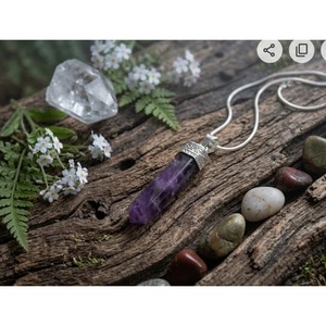 Colgante de cristal de amatista hecho a mano, collares de cristal natural al por mayor de la India - Product Image 2