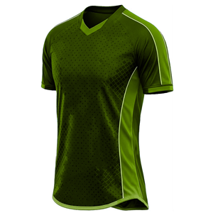 Maillot de football pour homme vert à col en V et manches courtes, imprimé géométrique, en polyester respirant, vêtement de sport toutes saisons - Product Image 5