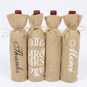 Bolsa de transporte de botellas de vino de yute elegante promocional al mejor precio, elegante bolsa de regalo ecológica para vino - Product Image 5