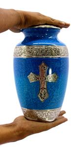 Urna de Metal Estilo Americano Única para Cenizas, Hecha a Mano con Banda Cruzada Grabada, Recién Llegada, Urna de Cremación para Guardar Recuerdos Preciados - Product Image 2