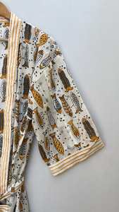 Bata Kimono Ligera de Algodón con Estampado Artesanal Indio - Product Image 3