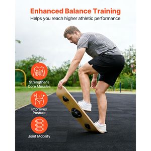 Planche d'équilibre en bois de qualité supérieure, base réglable sur 3 niveaux, entraîneur d'équilibre pour adultes, équipement antidérapant - Product Image 2