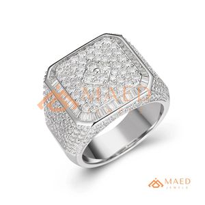 Mens Silver Tone Square <b>Iced</b> CZ <b>Ring</b> Luxury Hip Hop Statement <b>Ring</b> Fashion Jewelry Gift for Men - Product Image 5
