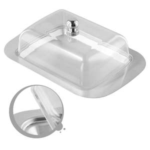 Mantequillera de metal pulido para una presentación sofisticada, que aporta un brillo refinado y un utilidad funcional en la cocina. - Product Image 1