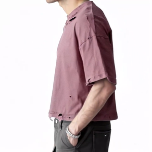 Camiseta Oversize para Hombre, 100% Algodón, Estilo Desgastado, Corte Cuadrado, Ajuste Holgado, Tejido de Punto de 240 Gramos - Product Image 3