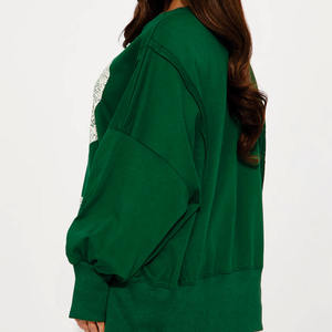 Maillot de football américain oversize streetwear pour femme, manches longues, tissu uni, imprimé numéro vintage, haut décontracté - Product Image 3