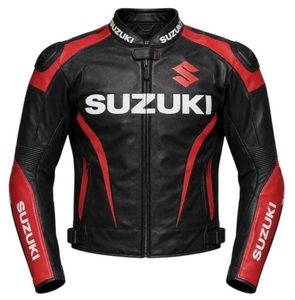 Veste en cuir de moto pour homme Zuzuki, en cuir de vache/canguro authentique, haute performance, durable, pour les motards, niveau 2 CE - Product Image 1