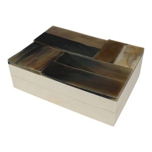 Caja Rectangular Rústica Antigua de Cuerno de Búfalo de ILAHI, Pulida y Ecológica, con Interior Suave para Artículos Delicados, Regalo de Feng Shui, Decoración del Hogar - Product Image 1