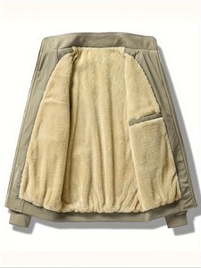 Veste en polaire vert olive pour homme, col à capuche, automne-hiver, vêtements décontractés pour l'extérieur, réversible, coupe-vent, respirante, écologique - Product Image 5