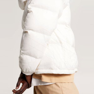 Men's <b>White</b> Hooded Puffer <b>Jacket</b> Stand Collar Zipper <b>Waterproof</b> Front Logo Windproof Winter Casual Coat - Product Image 4