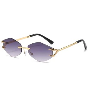 Gafas de Sol de Metal sin Montura con Diamantes, Estilo Punk, Transparentes, UV400, Nuevas Gafas de Lujo para Hombre - Product Image 4