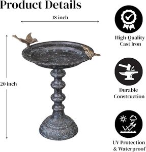 Baño para pájaros de metal antiguo, el más vendido, para decoración de jardín, patio trasero, balcón, uso en exteriores para alimentar y dar de beber a las aves. - Product Image 4