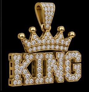 Gold Crown Letter Pendant Necklace <b>Iced</b> <b>Out</b> Diamond <b>Chain</b> Jewelry Unisex Gift Party Wear Custom Mould Service - Product Image 1