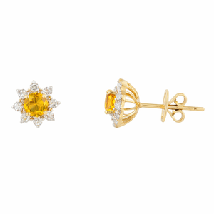 Citrine <b>Stud</b> Earrings 925 <b>Sterling</b> <b>Silver</b> Gold Plated Handmade Gemstone Earrings For Her - Birthday Gift - Product Image 3