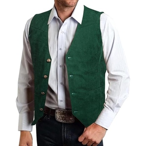 Gilet en cuir suédé vintage pour homme, style western cowboy, avec franges et pompons, boutons-pression, décontracté, OEM - Product Image 2