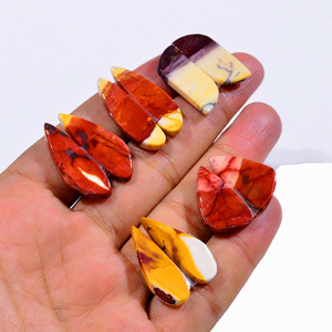 Pierre de Mookaite Jasper Naturelle Cabochon Couleurs Mixtes, Paire de Pierres Précieuses pour la Fabrication de Bijoux en Gros, 20x40mm, 4x5 grammes - Product Image 1